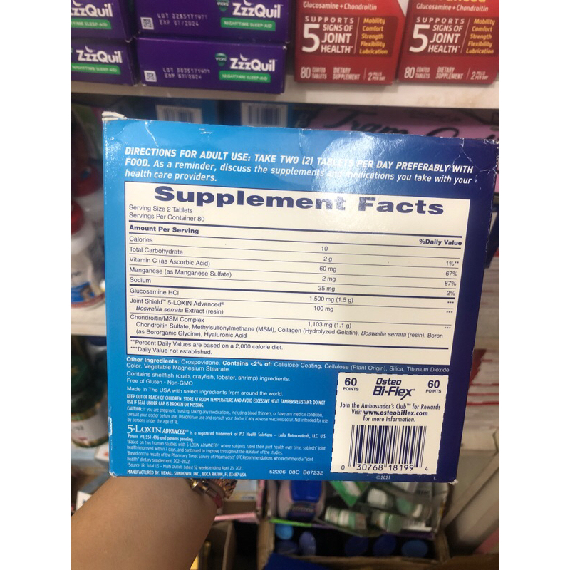 Osteo Bi-Flex Joint Health bổ sung Glucosamine, Chondroitin, MSM, Collagen, HA, Chai 200 viên,80 viên