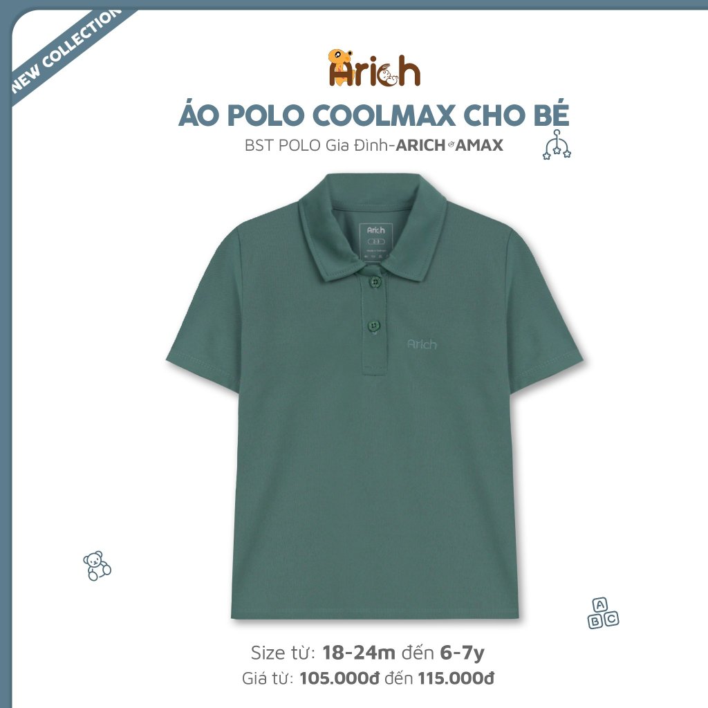Áo Polo trẻ em Coolmax cho bé từ 18 tháng đến 11 tuổi