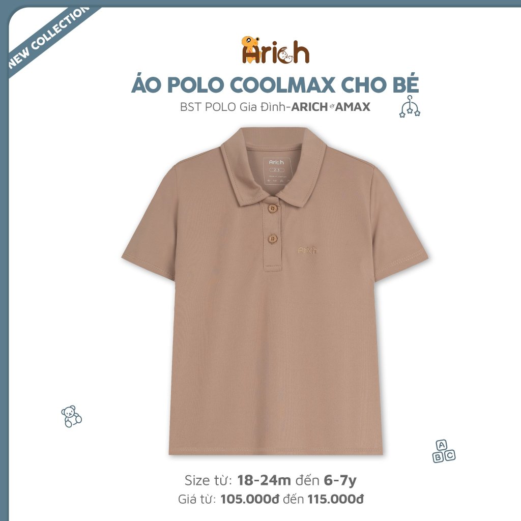 Áo Polo trẻ em Coolmax cho bé từ 18 tháng đến 11 tuổi