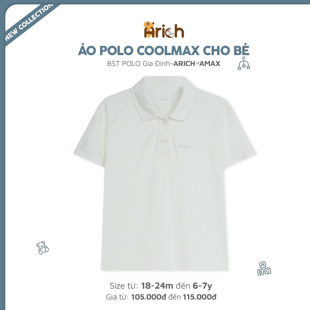 Áo Polo trẻ em Coolmax cho bé từ 18 tháng đến 11 tuổi