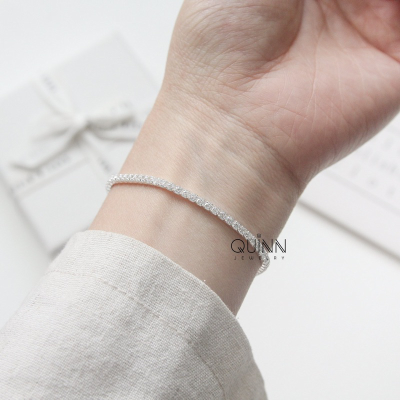 Lắc tay Tennis, lắc tay bạc nữ 1 hàng đá Quinn Jewelry