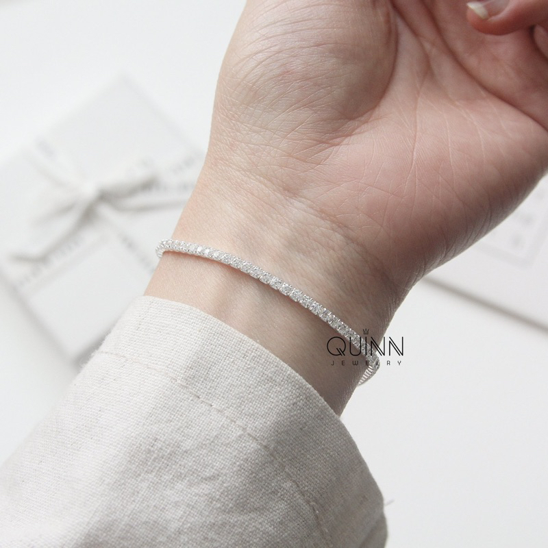 Lắc tay Tennis, lắc tay bạc nữ 1 hàng đá Quinn Jewelry