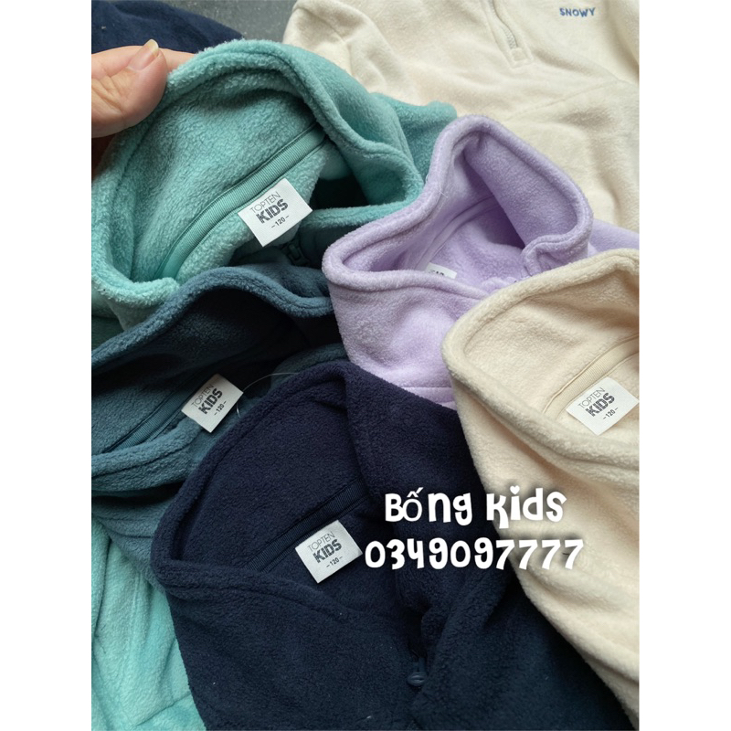 Bộ Nỉ Băng Lông Bé Trai & Bé Gái Basic Kéo Khoá Cổ Topten Kids