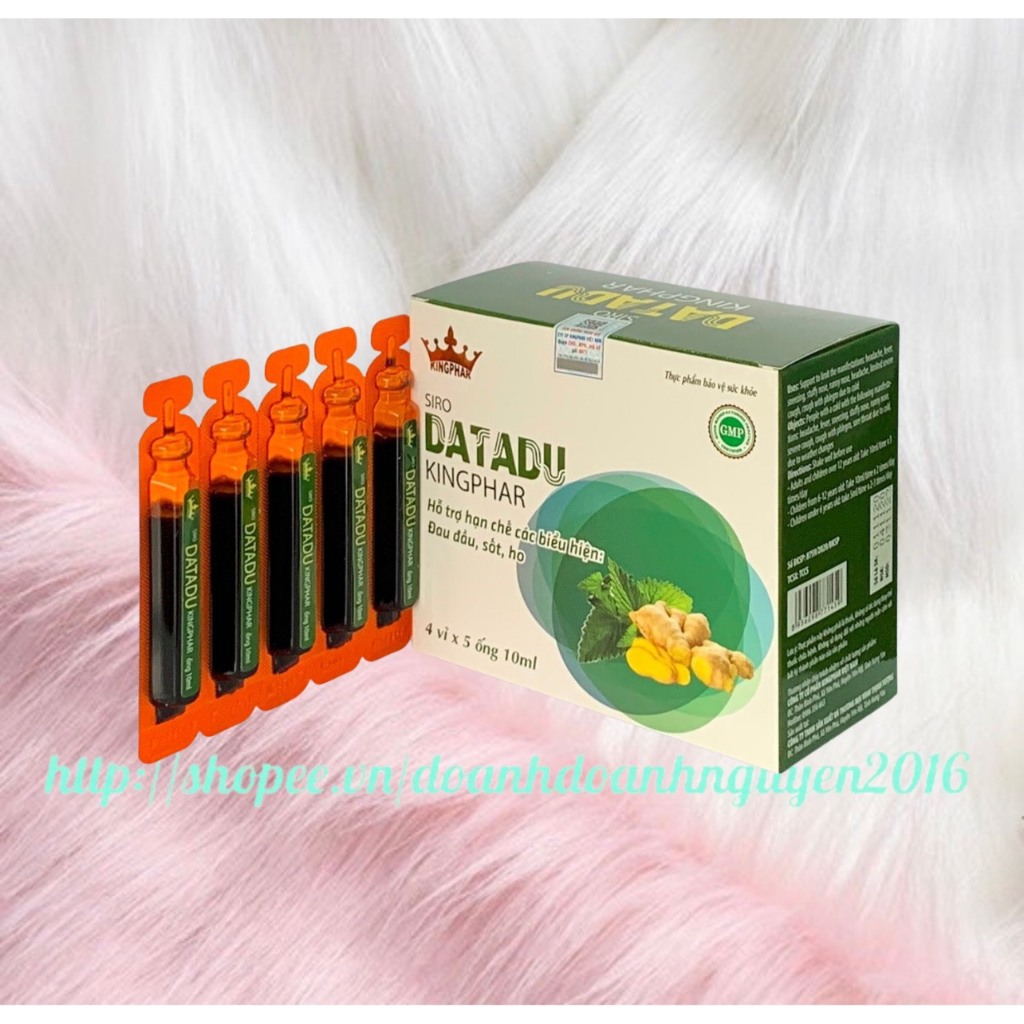 Siro Ho , Cảm , Sốt DATADU Kingphar - Hỗ trợ hạn chế các biểu hiện đau đầu , sốt , ho ( Hộp 4 vỉ x 5 ống 10ml )