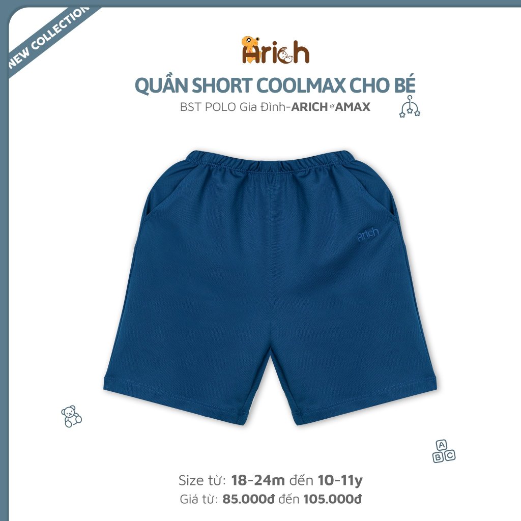 Quần short trẻ em Coolmax cho bé từ 18 tháng đến 11 tuổi