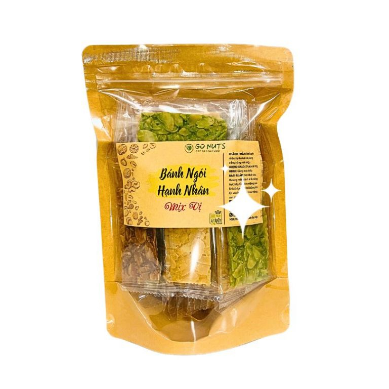 Túi 250g Bánh ngói hạnh nhân GO NUTS Không đường Bánh ăn kiêng hỗ trợ giảm cân Bánh hạt dinh dưỡng ngũ cốc bánh healthy
