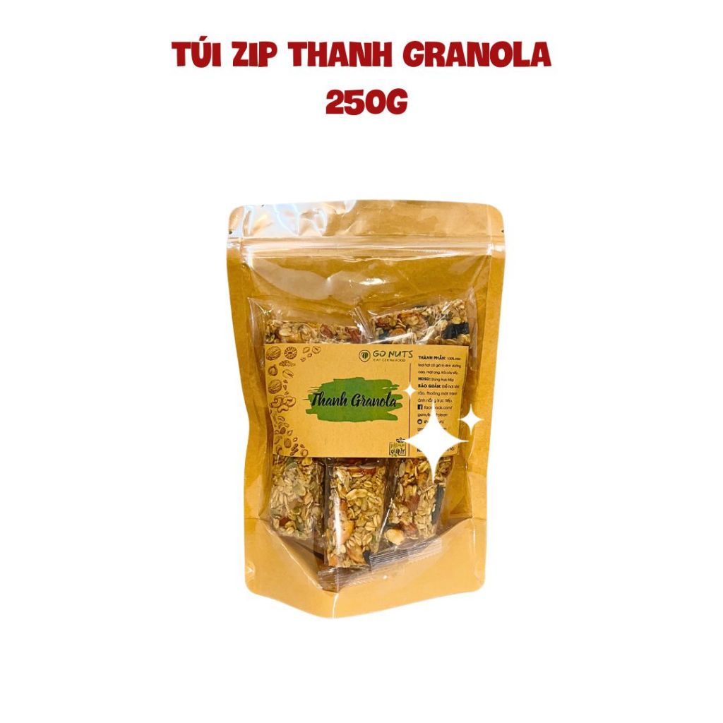 Túi zip Thanh Granola GO NUTS Granola bar Thanh hạt dinh dưỡng mix Bánh ngũ cốc ăn kiêng hỗ trợ giảm cân bánh healthy