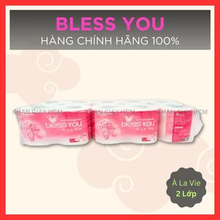 Lốc 10 cuộn - giấy vệ sinh bless you, giấy cuộn vệ sinh hồng 2 lớp a la vie - hàng chính hãng