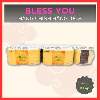 Lốc 10 cuộn - giấy vệ sinh bless you, giấy cuộn vệ sinh vàng 3 lớp lamour - hàng chính hãng