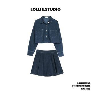 Set denim nữ chỉ nổi kèm chân váy tennis tka377 lollie studio