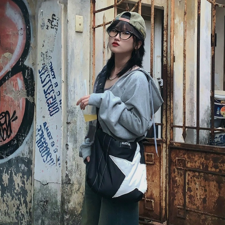 Túi trần bông unisex nam nữ STAR ,Túi đeo chéo unisex chính hãng SLYOUR