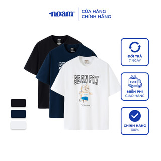 Combo 2 Áo thun Form rộng NOAM Nafox Badminton 100% Cotton - Màu đen/trắng/xanh navy