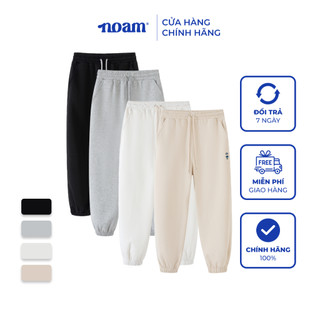 Quần nỉ bo gấu NOAM Basic Nafox Small Logo Unisex Form rộng - Màu đen/ trắng/be