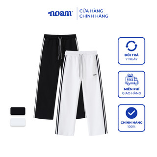 Quần ống suông NOAM Triple Stripes Unisex Form rộng - Màu đen/ trắng