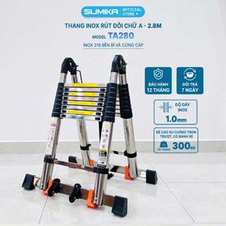 Thang Inox rút đôi SUMIKA TA280, rút chữ A cao 2.8m, rút chữ I cao 5.6m, tải trọng 300kg