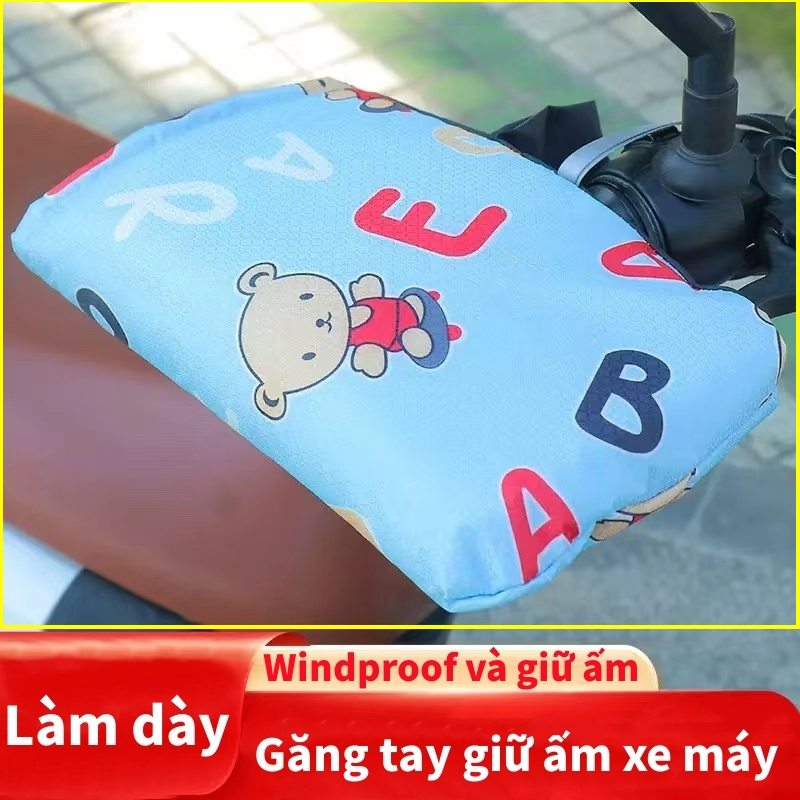 Mùa đông xe máy găng tay dày lông đồ lót ấm mưa phim hoạt hình mô hình phù hợp với tất cả các loại xe máy an toàn và thu