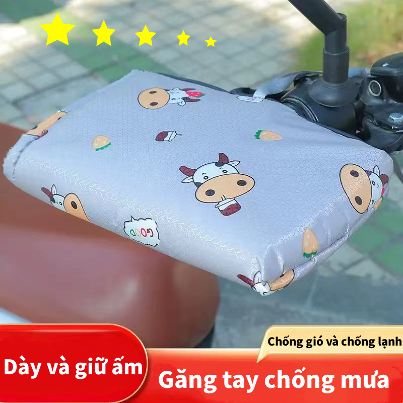 Mùa đông xe máy găng tay dày lông đồ lót ấm mưa phim hoạt hình mô hình phù hợp với tất cả các loại xe máy an toàn và thu