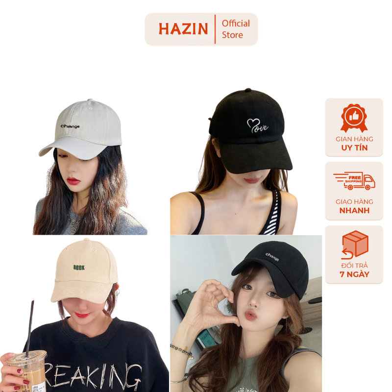 Bộ Sưu Tập Mũ Lưỡi Trai Nón Kết Hazin Thêu Chữ Unisex Phù Hợp Cho Cả Nam Và Nữ Nhiều Màu Năng Động