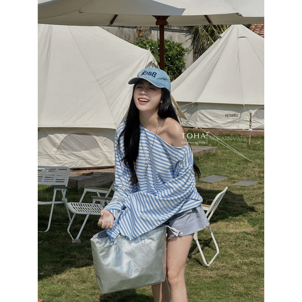 Set Quần Đùi Áo Sọc Ngang Hồng Xanh