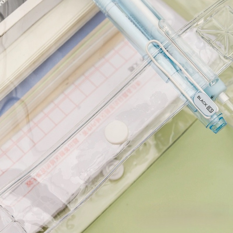 Túi Nhựa Trong Suốt Đeo Vai Có Nút Bấm Đựng Vừa A4, Túi Đi Học, Túi Đi Biển