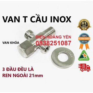 Van T cầu inox 304 giảm áp 2 nhánh nước ra