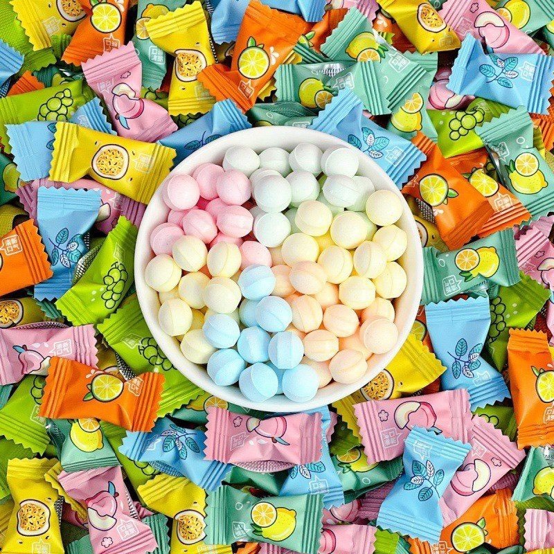 Combo 500g Kẹo viên ngậm Vitamin C vị bạc hà mát lạnh nhiều hương vị dạng viên nén ăn thơm miệng