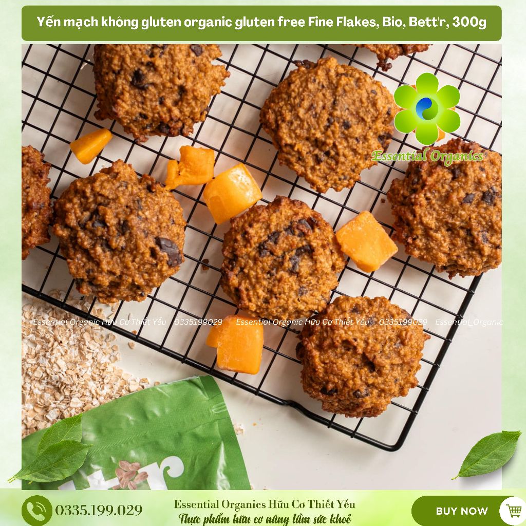 Yến mạch không gluten organic gluten free Fine Flakes, Bio, Bett'r, 300g