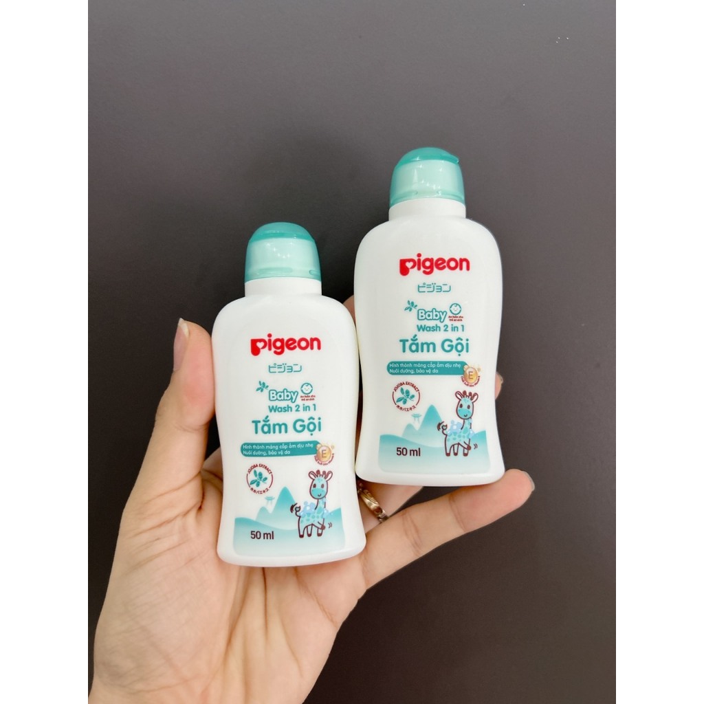 (Minisize) Sữa Tắm Gội Dịu Nhẹ 2-in-1 Pigeon Hương Jojoba travel size 50ml cho ba mẹ mang đi du lịch hoặc dùng thử