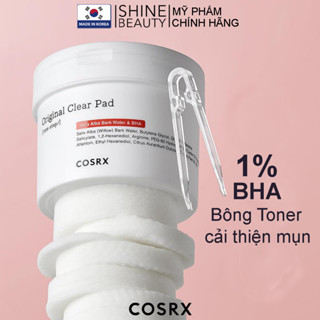 Bông toner COSRX BHA One Step Original Clear hộp 70 miếng tẩy tế bào chết, tái tạo bề mặt da, làm sáng da, đánh bay mụn