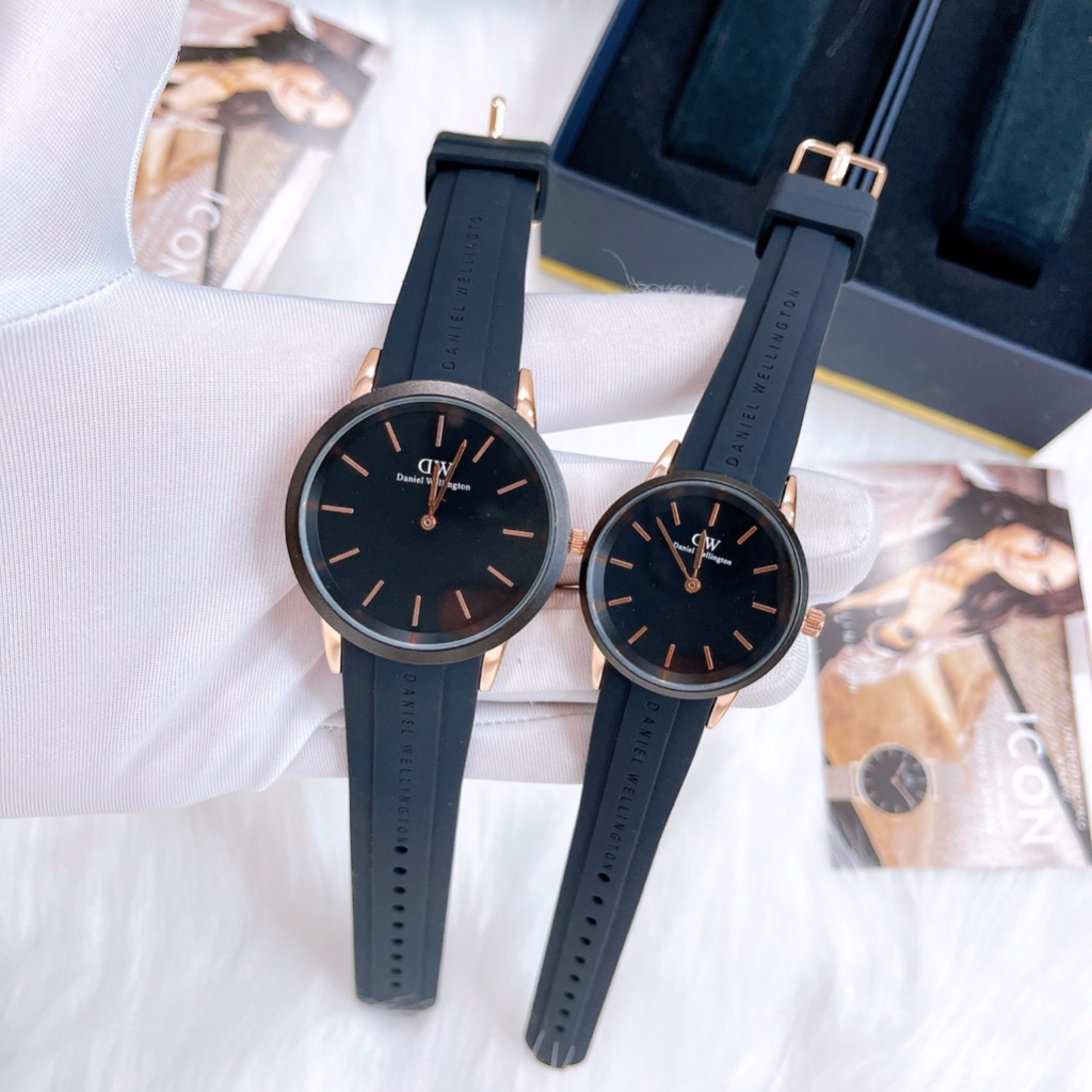 ĐỒNG HỒ CẶP NAM NỮ D.W | Size 32mm & 40mm, trẻ trung thanh lịch, dây silicon dẻo, máy pin, bảo hành 6 tháng