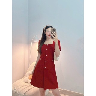 ĐẦM VÁY ĐEN DỰ TIỆC PHỐI NÚT CỔ VIỀN CÁCH ĐIỆU - Hình Shop Chụp Thật