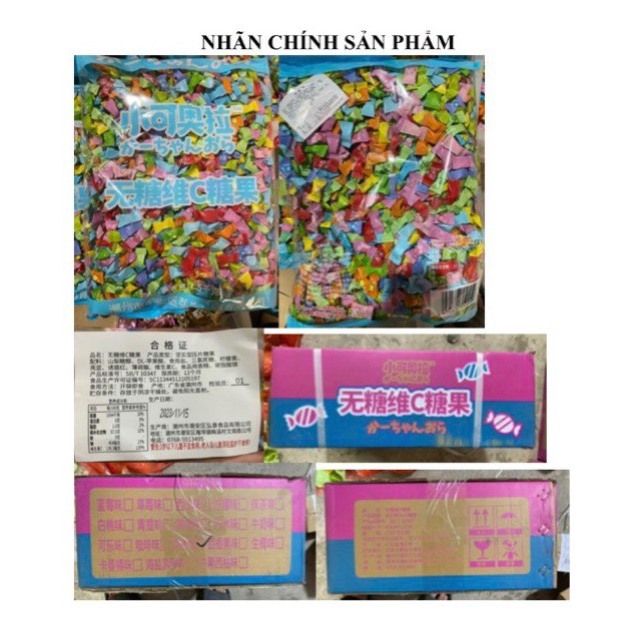 Combo 1000g Kẹo viên ngậm Vitamin C vị bạc hà mát lạnh nhiều hương vị dạng viên nén ăn thơm miệng