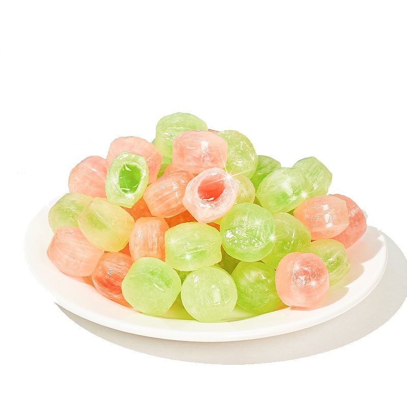 100g kẹo cứng trái cây bạc hà có nhân siro hương vị đào trắng / hương chanh thơm ngon ăn vặt siêu nghiền