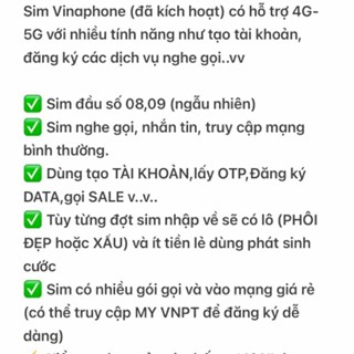 Sim Vinaphone Số Đẹp Nghe Gọi Tạo Tài Khoản