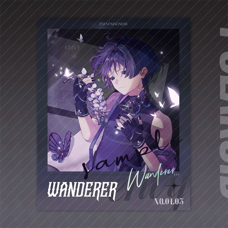 Card bo góc pola Genshin Impact Wanderer Scaramouche Thất Đại Tội Đố Kỵ hàng artist có bản quyền