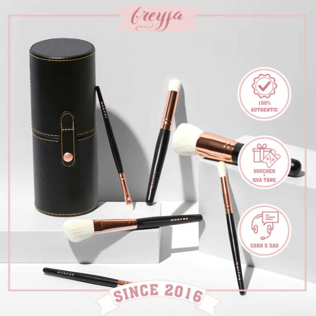 Bộ cọ trang điểm Morphe Róse Away 6 Piece Travel Brush Set kèm bao đựng cọ - Set cọ Morphe du lịch 6 cọ nhỏ gọn FREYJA