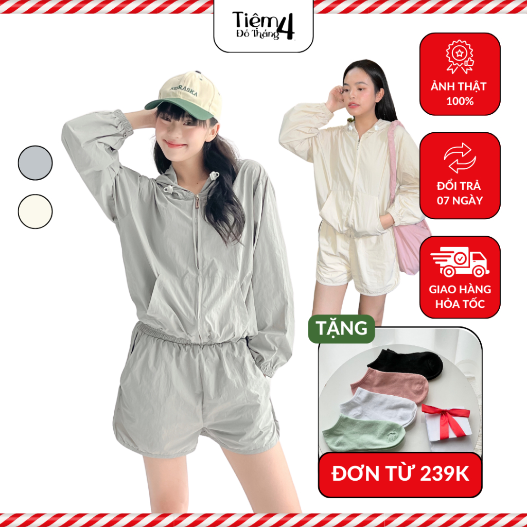 Set Đồ Thể Thao Nữ Chất Dù Cao Cấp Freesize Năng Động TIỆM ĐỒ THÁNG 4 APRIL SET