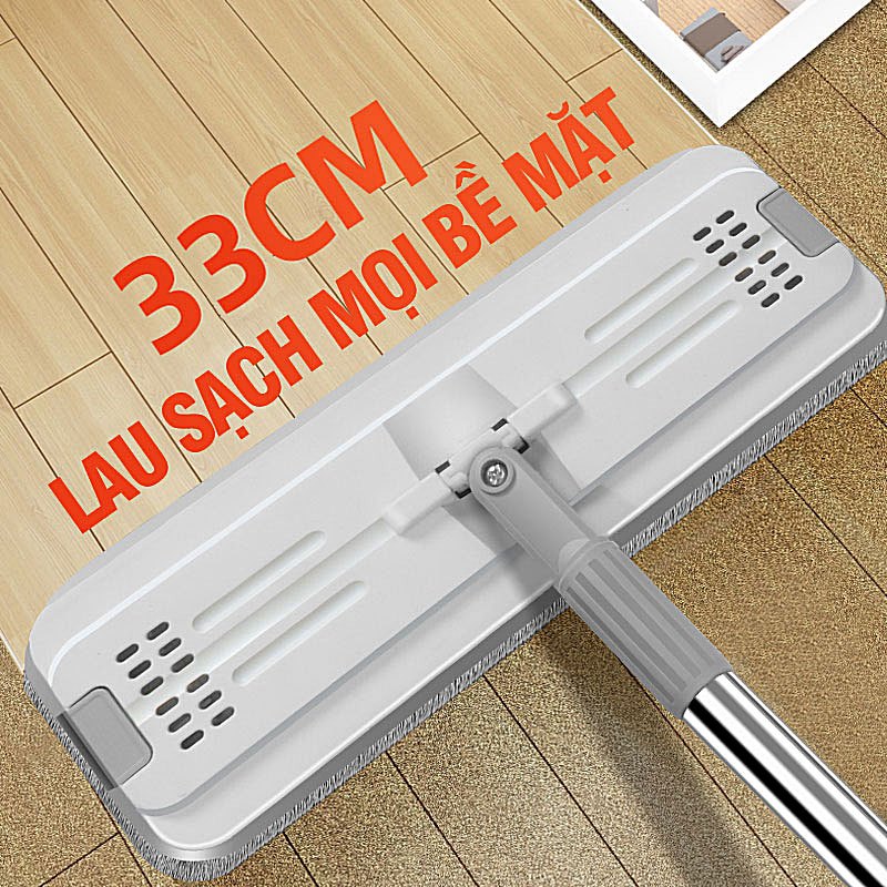 Bộ lau nhà cao cấp Kitimop-C6 Pro có thùng lau 2 ngăn tự vắt, chổi lau nhà 360 độ lau sạch khô nhanh, tặng 2 bông lau