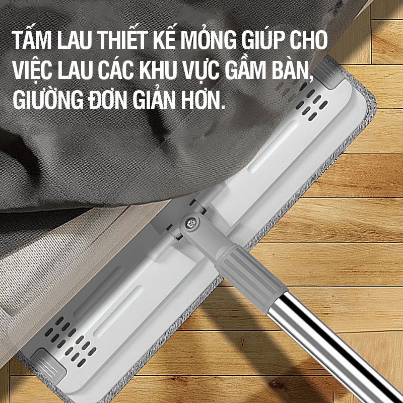 Bộ lau nhà cao cấp Kitimop-C6 Pro có thùng lau 2 ngăn tự vắt, chổi lau nhà 360 độ lau sạch khô nhanh, tặng 2 bông lau