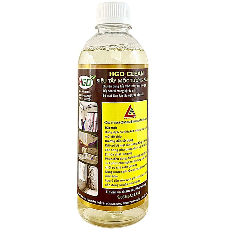 Tẩy mốc tường HGO CLEAN tẩy sàn rêu mốc, tấm alu bẩn mốc ố vàng an toàn tiện lợi hiệu quả 500ml