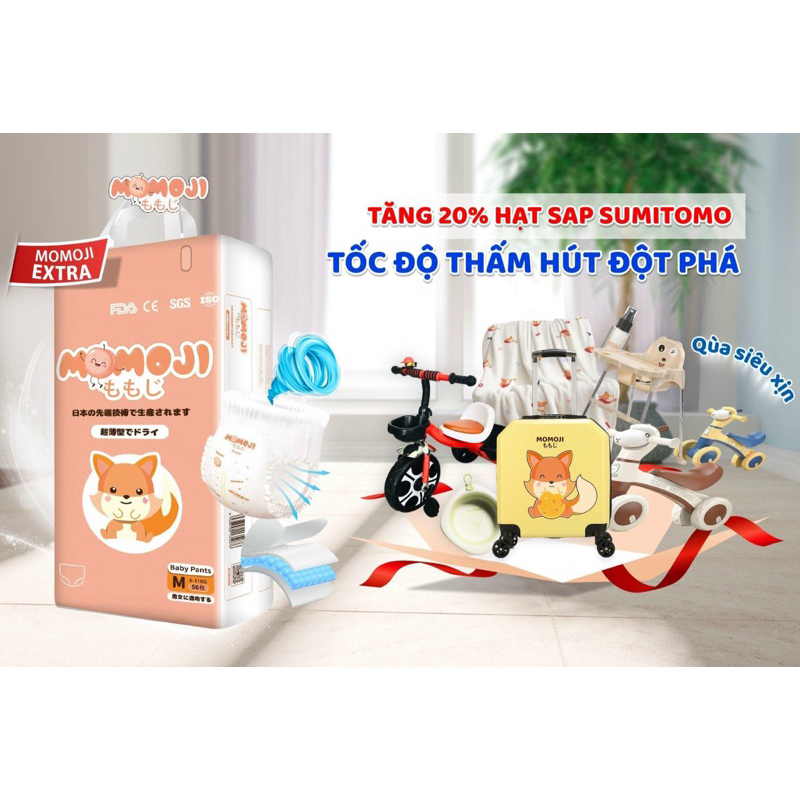 Tã Bỉm Momoji Siêu thấm hút M56/L54/XL50/XXL48