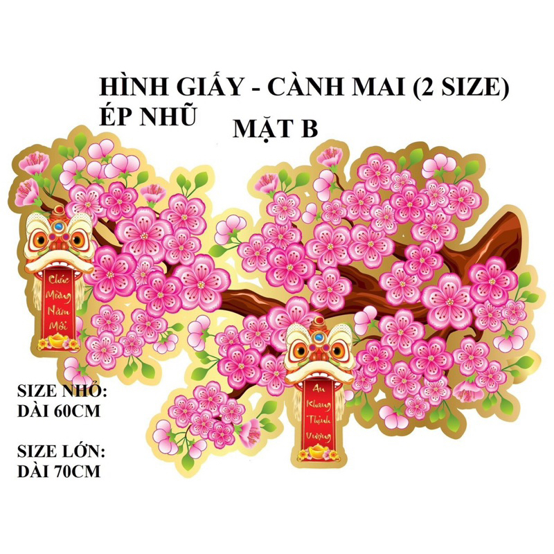 Set 2 Cành Hoa Đ ào Dán Cửa Trang trí Tết 31cmx50cm cành