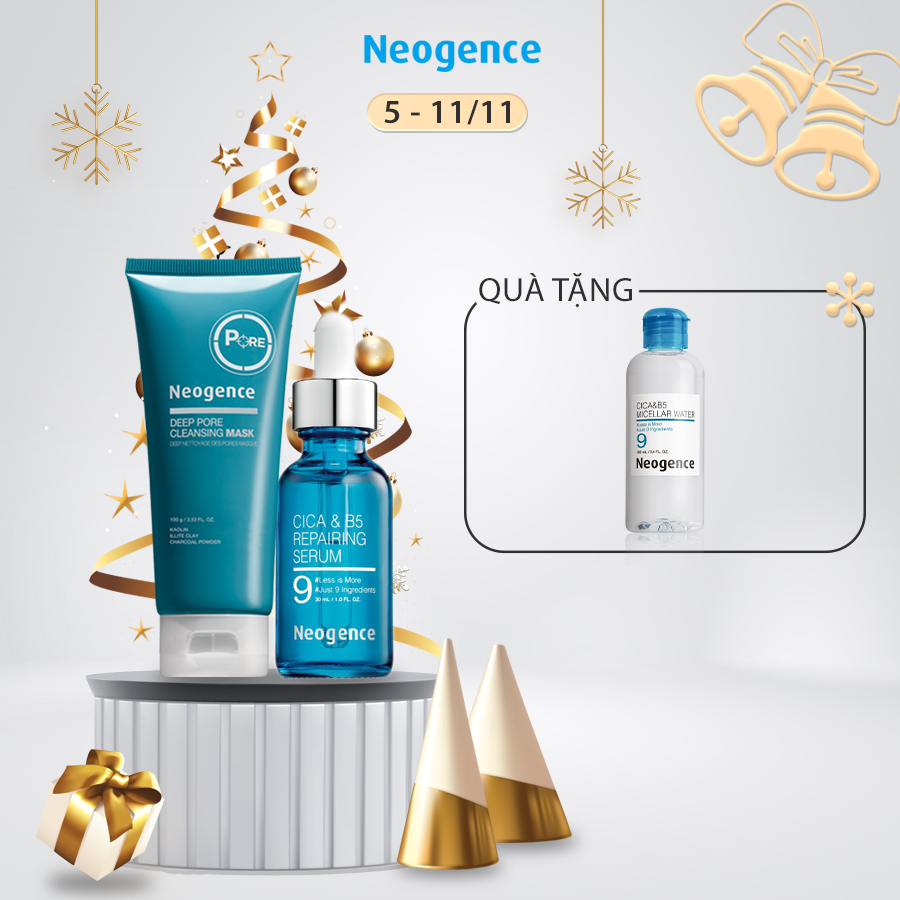 Combo Mặt nạ bùn Neogence 100g và Tinh chất phục hồi dưỡng ẩm da B5 Neogence CICA&B5 Repairing Serum 30ml