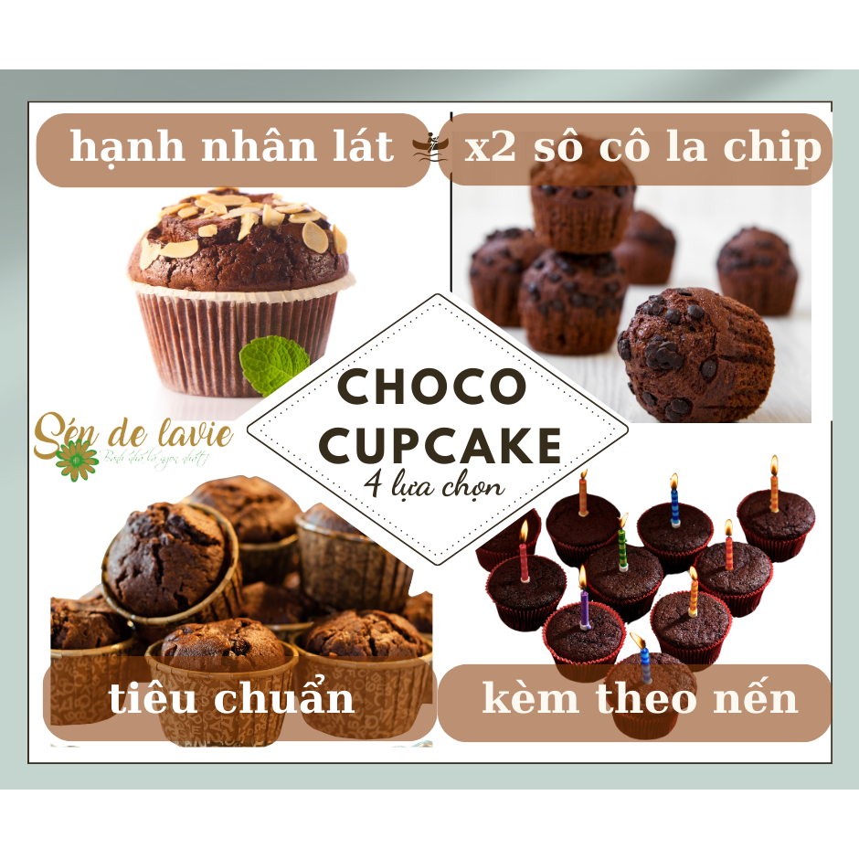 Combo Bánh Chocolate Cupcake gồm Bột trộn sẵn, nguyên liệu và vật dụng làm Bánh Chocolate Cupcake - Sén de Lavie