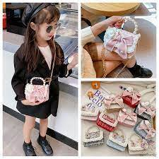 Túi đeo chéo mini vải dạ, quai ngọc cho bé