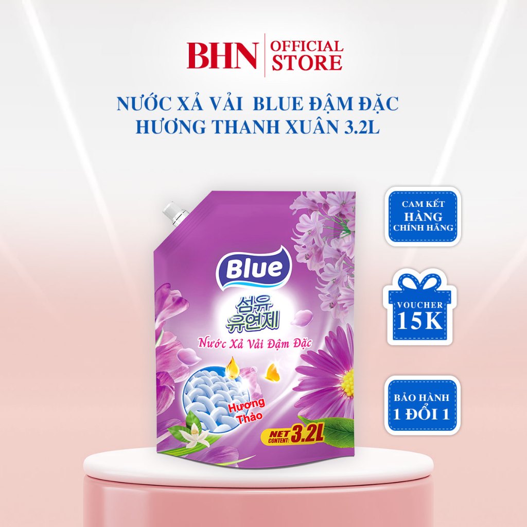 Nước Xả Vải Blue Hàn Quốc túi 3.2L - Hương thơm dịu nhẹ thân thiện với Làn da - Nước Xả vải ForBaby phù hợp mọi Máy giặt