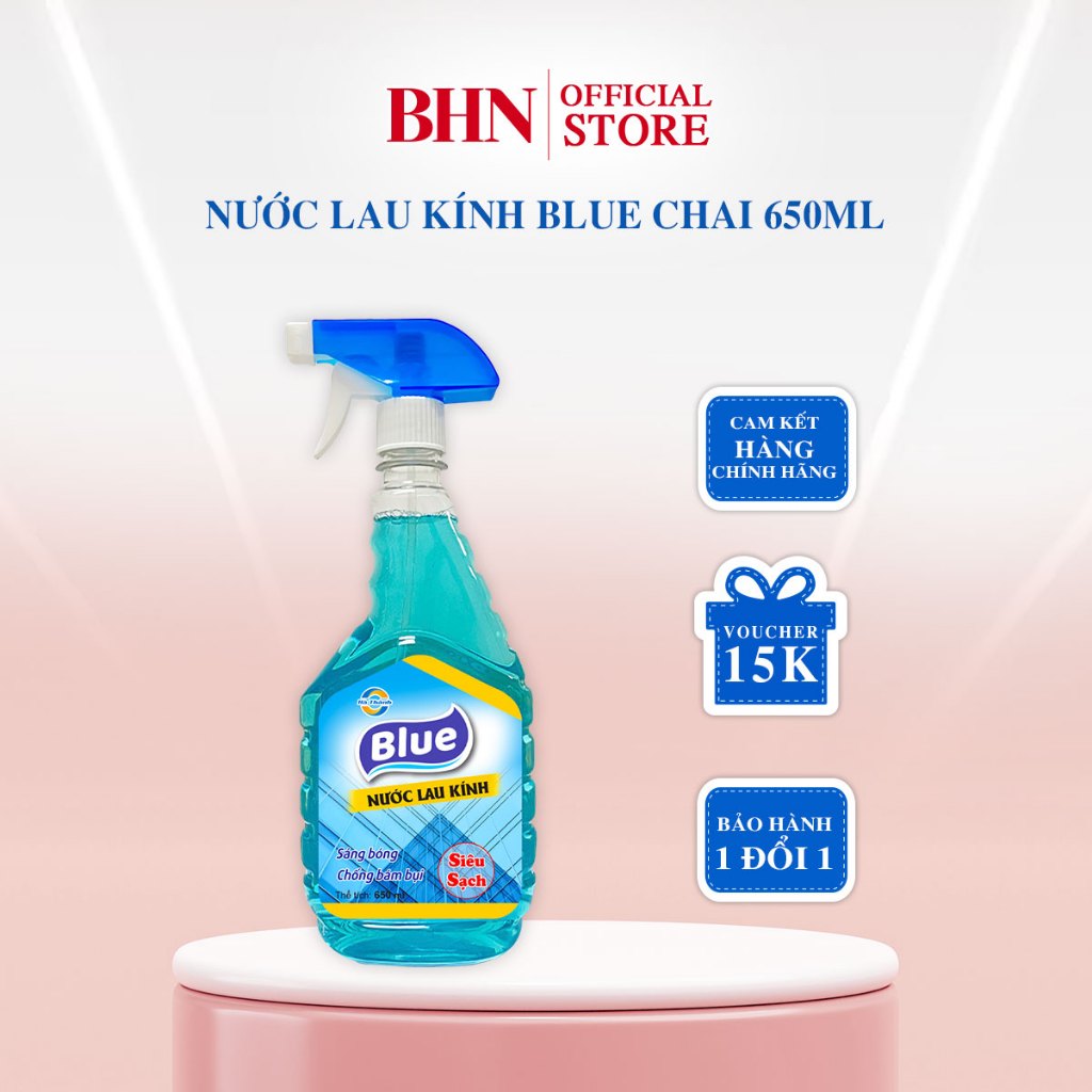 Nước Lau Kính Blue 650ml - Siêu sạch, chống bám bụi, đánh bay vết bẩn trên tất cả các bề mặt kính