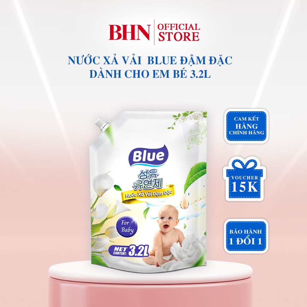 Nước Xả Vải Blue Hàn Quốc túi 3.2L - Hương thơm dịu nhẹ thân thiện với Làn da - Nước Xả vải ForBaby phù hợp mọi Máy giặt
