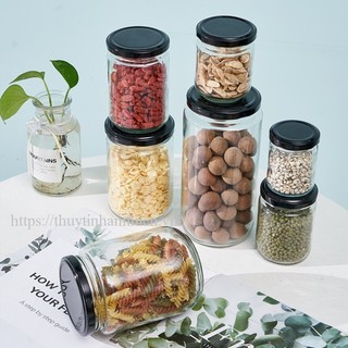 Lọ thủy tinh tròn 100ml 240ml 350ml 500ml 750ml 1 lít 1000ml hũ thủy tinh tròn nắp chống tràn kim loại