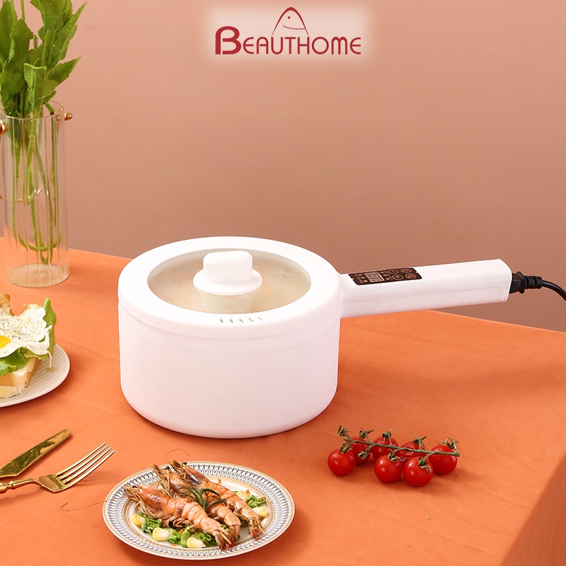 Nồi Lẩu Điện Mini, Nồi Nấu Mì 2 Tầng Kèm Giá Hấp Đa Năng Nướng, Luộc, Chiên Chống Dính